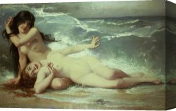 Unclothed Canvas Prints - Catching waves by Paul Albert Laurens