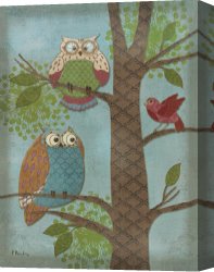 Fantasy Canvas Prints - Fantasy Owls Vertical II by Paul Brent