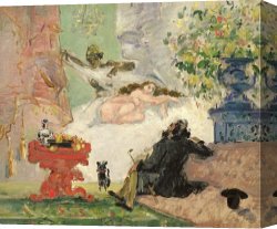 Oil Canvas Paintings - A Modern Olympia 1873 74 Oil on Canvas by Paul Cezanne