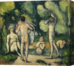 Oil Canvas Paintings - Bathers c.1880 Oil on Canvas by Paul Cezanne