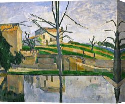 1878 Canvas Paintings - Le Bassin Du Jas De Bouffan 1878 by Paul Cezanne