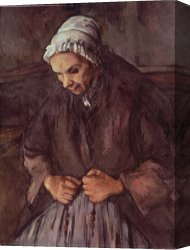 Oil Canvas Paintings - Old Woman with a Rosary c.1896 Oil on Canvas by Paul Cezanne