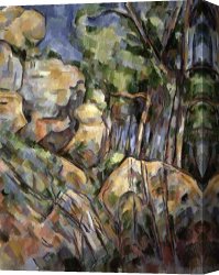 Oil Canvas Paintings - Rocks Near The Caves Below The Chateau Noir c.1904 Oil on Canvas by Paul Cezanne