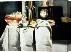 Oil Canvas Paintings - The Black Marble Clock c.1870 Oil on Canvas by Paul Cezanne