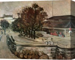 Oil Canvas Paintings - The Halle Aux Vins Seen From The Rue De Jussieu 1872 Oil on Canvas by Paul Cezanne