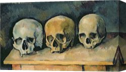 Oil Canvas Paintings - The Three Skulls c.1900 Oil on Canvas by Paul Cezanne