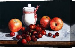 Paul Kruger (1825-1904) Canvas Prints - Still Life 'Preserve Pot and Fruit' by Paul Dene Marlor