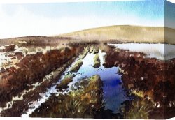 Boar Lane Canvas Paintings - Wet lane Cupwith Reservoir by Paul Dene Marlor