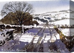 Boar Lane Canvas Paintings - Winters Lane Stainland by Paul Dene Marlor