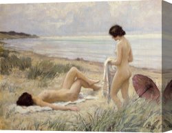 Summer Canvas Prints - Summer on the Beach by Paul Fischer