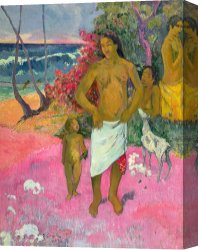 African Keeping a Horse at The Side of a Sea Canvas Paintings - A Walk by the Sea by Paul Gauguin