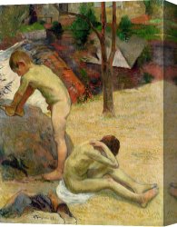 Boy Canvas Paintings - Breton Boys Bathing by Paul Gauguin