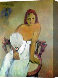 The Feathered Fan Canvas Prints - Girl with fan by Paul Gauguin