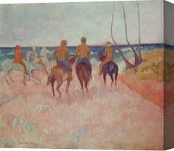 Nubian Horseman at The Gallop Canvas Paintings - Horseman on the Beach by Paul Gauguin