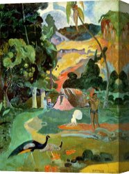 Landscape Canvas Paintings - Matamoe or Landscape with Peacocks by Paul Gauguin