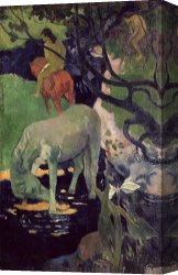 White Canvas Prints - The White Horse by Paul Gauguin