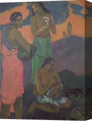Woman Canvas Paintings - Three Women on the Seashore by Paul Gauguin