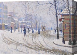 Cold Canvas Paintings - Snow Boulevard De Clichy Paris by Paul Signac