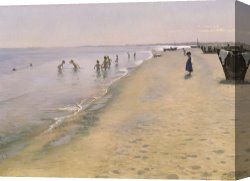 Summer Canvas Prints - Summer Day at the South Beach of Skagen by Peder Severin Kroyer