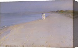 Summer Canvas Prints - Summer evening at the South Beach by Peder Severin Kroyer
