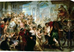 Woman Canvas Paintings - The Rape of the Sabine Women by Peter Paul Rubens