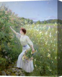 Wild Boars Canvas Paintings - Wild Honeysuckle by Pierre Andre Brouillet