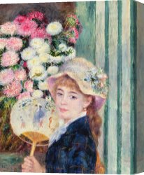 The Feathered Fan Canvas Prints - A French Girl with a Fan by Pierre Auguste Renoir