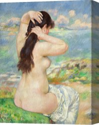 Nudity Canvas Prints - Bather Arranging her Hair by Pierre Auguste Renoir
