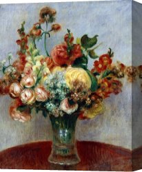 Flowers in a Blue Vase Canvas Prints - Flowers In A Vase by Pierre Auguste Renoir