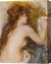 Unclothed Canvas Prints - Rear view of a nude woman by Pierre Auguste Renoir