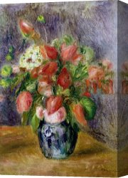 Flowers in a Blue Vase Canvas Prints - Vase of Flowers by Pierre Auguste Renoir