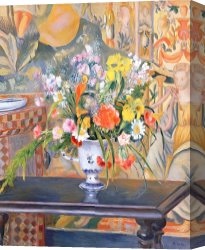 Flowers in a Blue Vase Canvas Prints - Vase of Flowers by Pierre Auguste Renoir