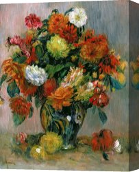 Flowers in a Blue Vase Canvas Prints - Vase of Flowers by Pierre Auguste Renoir