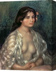 Unclothed Canvas Prints - Woman Semi Nude by Pierre Auguste Renoir