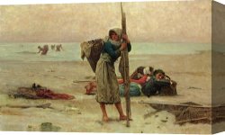 Headdress Canvas Prints - Oyster Catching by Pierre Celestin Billet