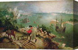 Landscape Canvas Paintings - Landscape with the Fall of Icarus by Pieter the Elder Bruegel