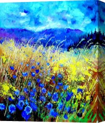 Wing of a Blue Roller Canvas Prints - Blue cornflowers 67 by Pol Ledent