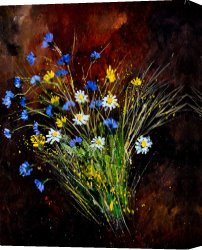 Wild Boars Canvas Paintings - Bunch O Wild Flowers by Pol Ledent