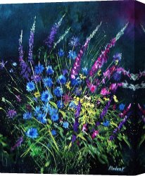 Wild Boars Canvas Paintings - Bunch Of Wild Flowers by Pol Ledent
