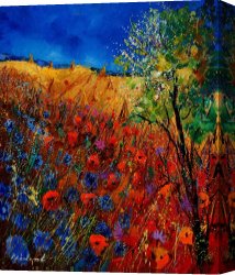 Summer Canvas Prints - Summer landscape with poppies by Pol Ledent