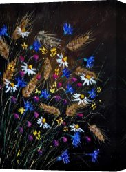 Wild Boars Canvas Paintings - Wild Flowers 452150 by Pol Ledent