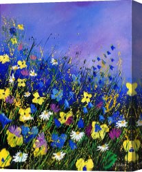 Wild Boars Canvas Paintings - Wild flowers 560908 by Pol Ledent