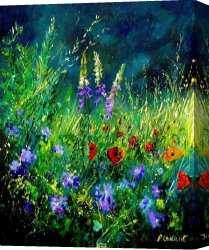 Wild Boars Canvas Paintings - Wild Flowers by Pol Ledent