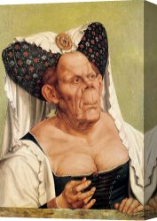 Woman Canvas Paintings - A Grotesque Old Woman by Quentin Massys