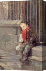 Boy Canvas Paintings - The News Boy by Ralph Hedley