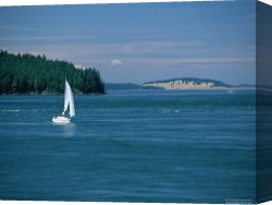 Raymond Gehman Canvas Prints - A Sailboat Travels Off Canadas Western Coast by Raymond Gehman