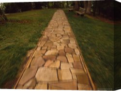 Night View of a Barge And It's Tug on The Kanawha River Canvas Prints - Blurred Motion Image of a Stone Path at Grand View New River Gorge by Raymond Gehman