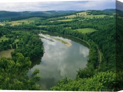 Night View of a Barge And It's Tug on The Kanawha River Canvas Prints - Elevated View Along The Susquehanna River And Surrounding Landscape by Raymond Gehman