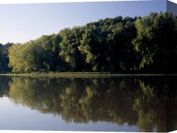 Night View of a Barge And It's Tug on The Kanawha River Canvas Prints - Scenic View of The Cumberland River And Trees Along The Shore by Raymond Gehman