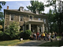 Swine, 19th Century Canvas Paintings - Tourists Gather for a Tour of The Fort Hunter Mansion a 19th Century Estate on The Susquehanna by Raymond Gehman